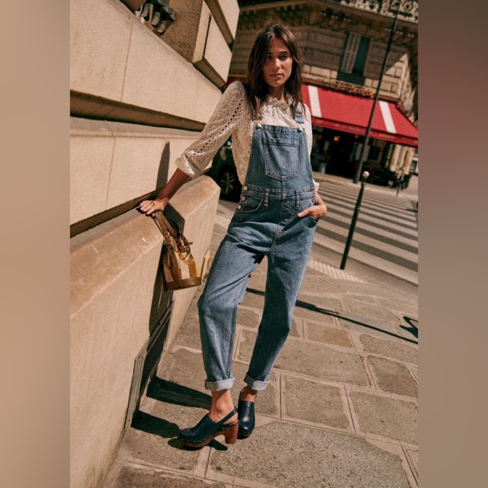 Sezane Denim Rhody Dungarees Overalls Size 38 / Women’s 6